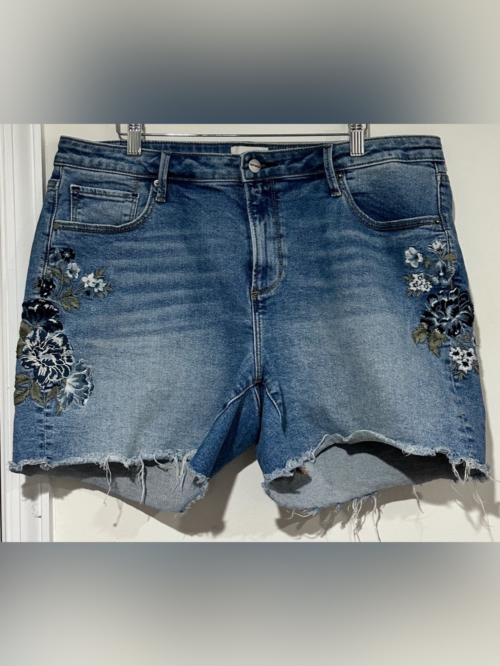 Driftwood Lulu Floral Embroidered denim shorts